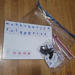MAGNETIC DRY ERASE BOARD W/ VARIETY OF COLOR CODED LETTERS- HOMESCHOOLING